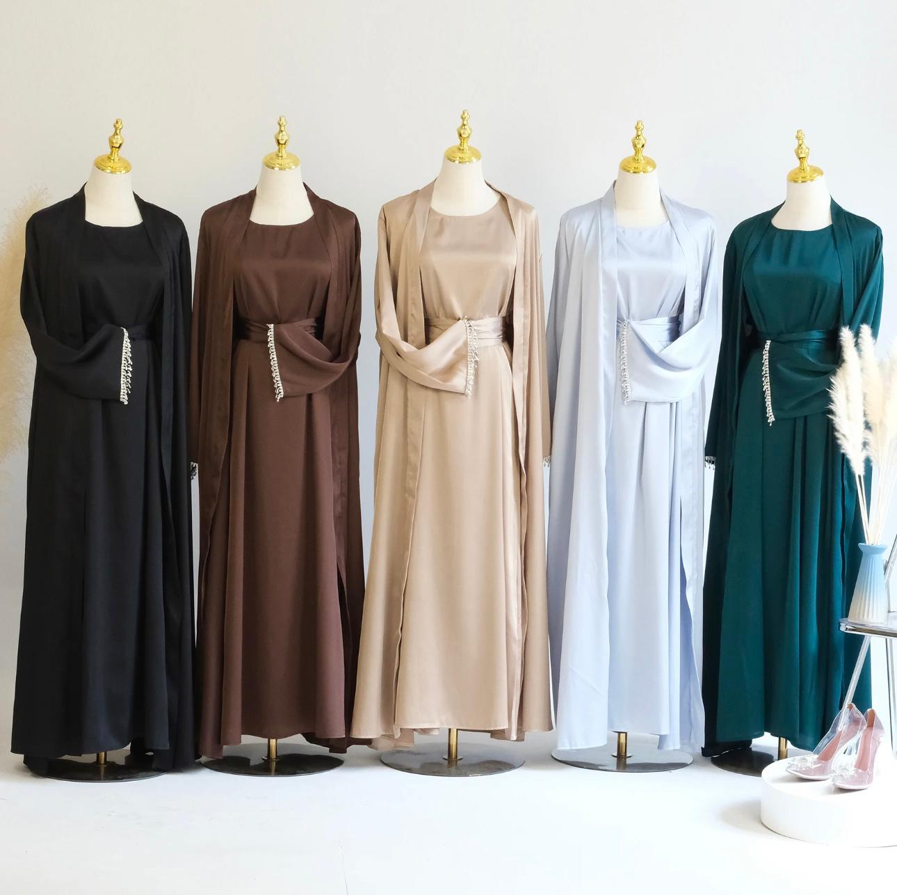 Abaya and Slip Dress 2 Piece Abaya Set Beige