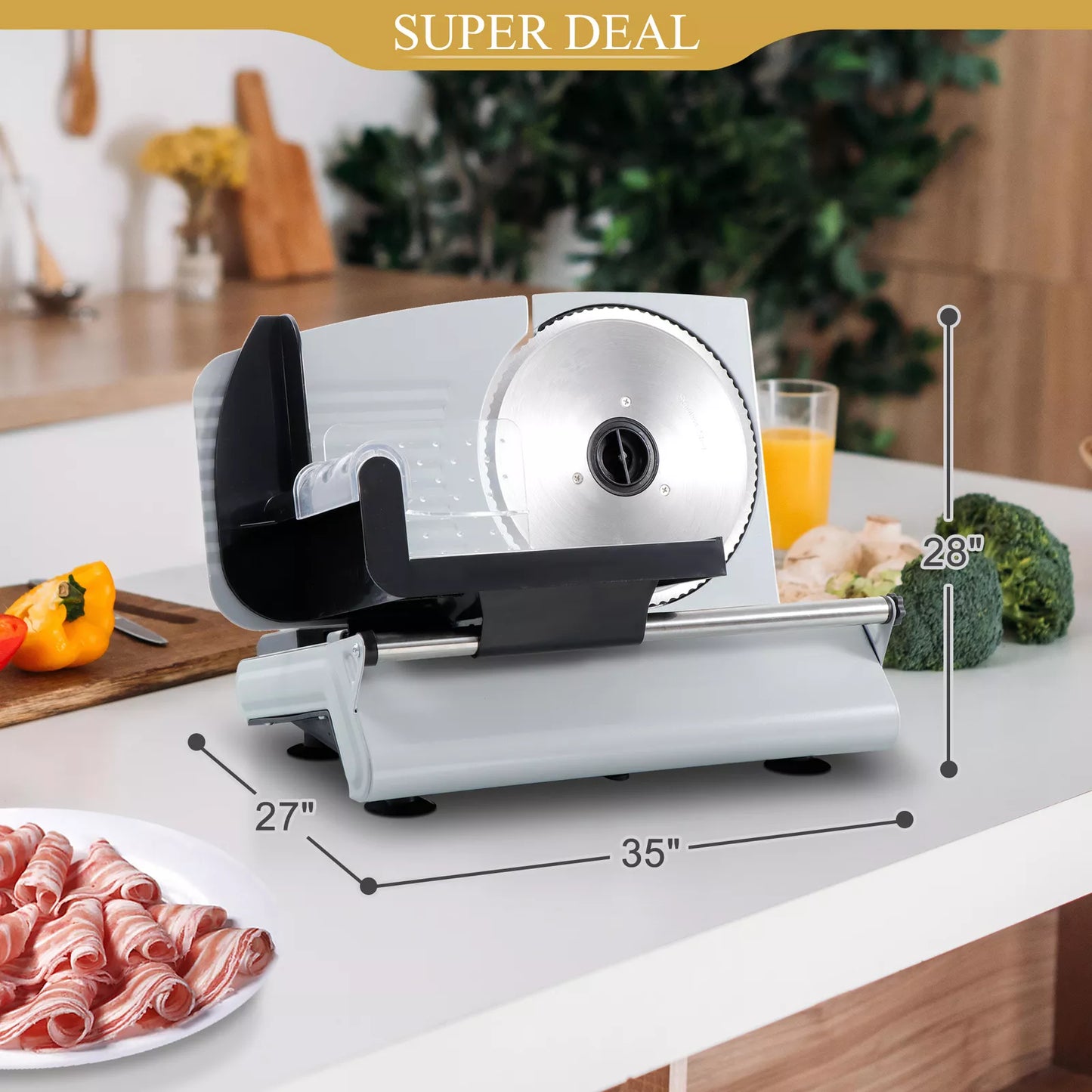 electric meat slicer 7.5" stainless steel blade thickness adjustable meat slicer