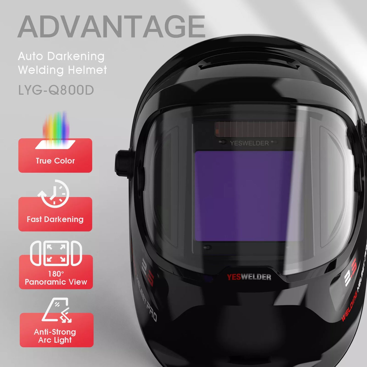 YESWELDER True Color Solar Powered Auto Darkening Welding Helmet