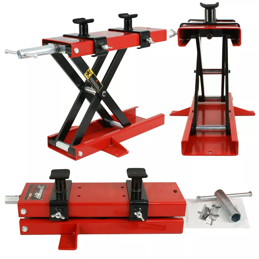 1100 Lb Motorcycle Lift Scissor Jack Stand ATV Lift Crank Operated Dirt Bike