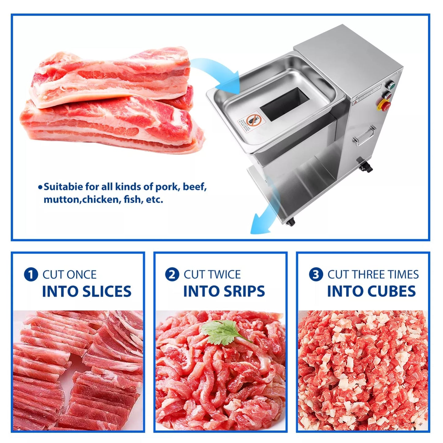 750w commercial meat cutter machine stainless steel meat slicer for slicing