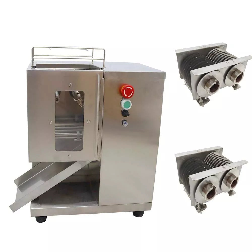 qsj-t 8mm shredded meat cutting machine 250kg output double blade cutter slicer