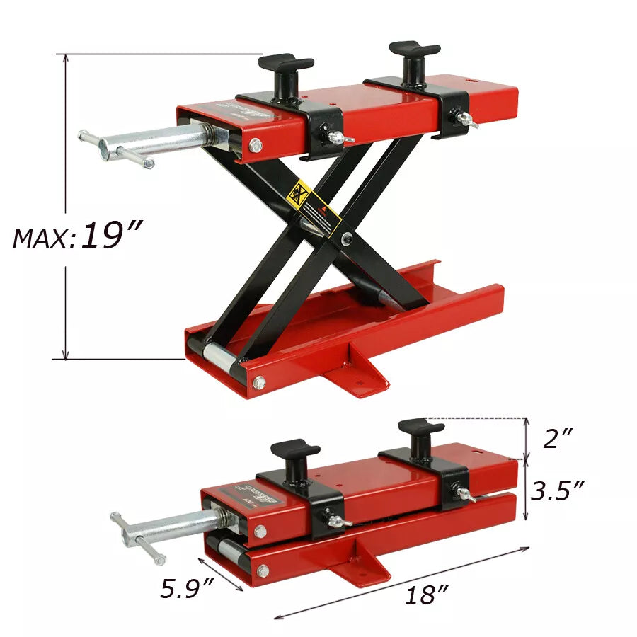 1100 Lb Motorcycle Lift Scissor Jack Stand ATV Lift Crank Operated Dirt Bike