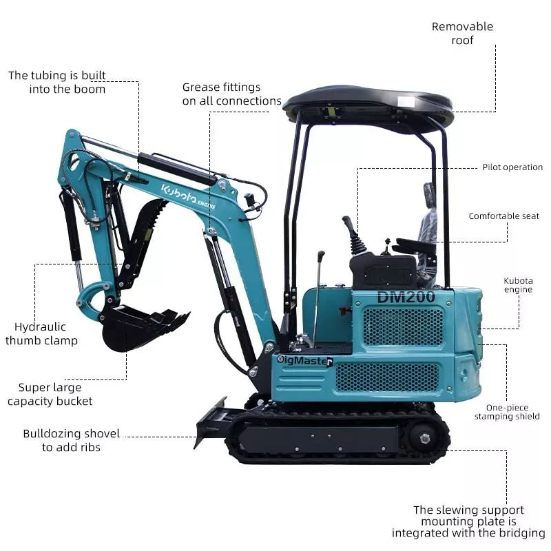 new 4,000 lbs mini excavator, epa certified usa kubota diesel machine